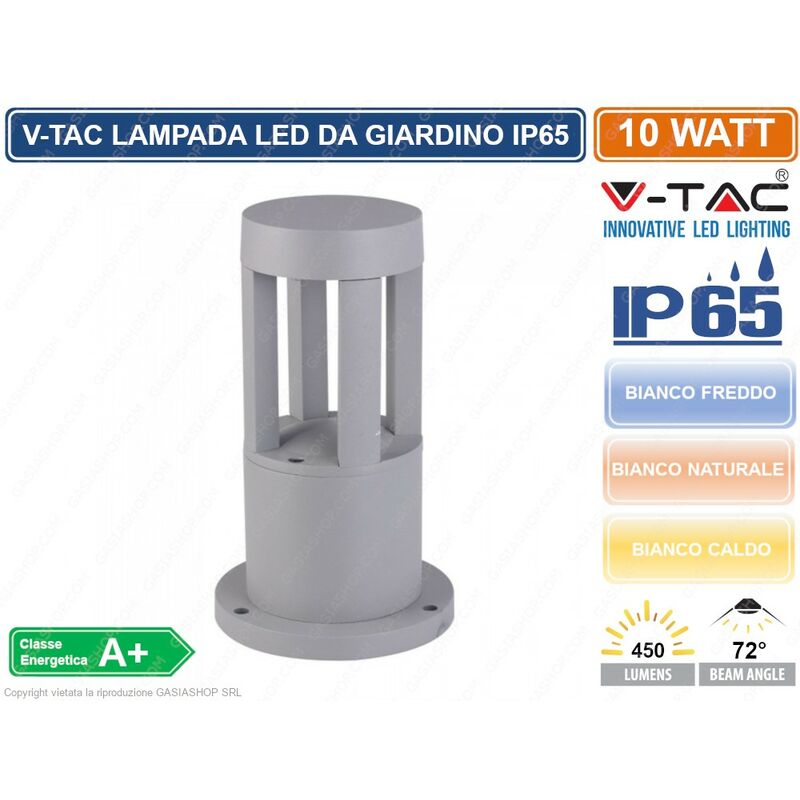 Image of VT-830 lampada led da giardino con fissaggio a terra 10W colore grigio IP65 - sku 8319 / 8320 / 8321 da esterno IP65 - Colore Luce: Bianco Naturale