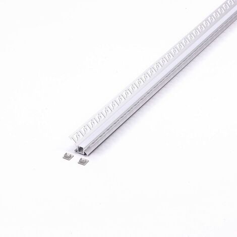 V-TAC Profilo in Alluminio Colore Silver per Strip LED ad Incasso per Cartongesso Angolare Interno (Max l: 9,5mm) Copertura Satinata 2000 x 45,4mm