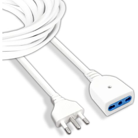 V-TAC Prolunga Elettrica da 5 METRI con Presa 10/16A Bipasso - Prolunga Cavo Elettrico per Casa, Ufficio, Negozio, Lavoro - Super Resistente - Spina 16A, Bianco