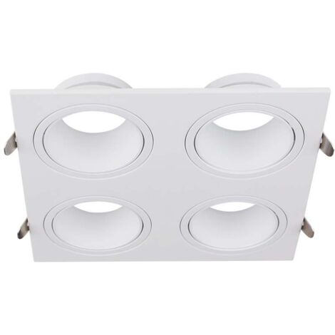 V-TAC Quadratische Einbau-Vierfach-LED-Strahlerfassung 4GU10 aus Polycarbonat und Eisen