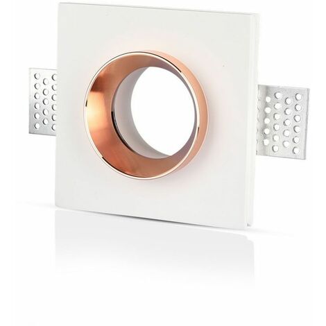 V-TAC Quadratische LED-Einbaustrahlerfassung, GU10 und GU5.3 (MR16), Gehäuse aus weißem Gips und Metall in Roségold