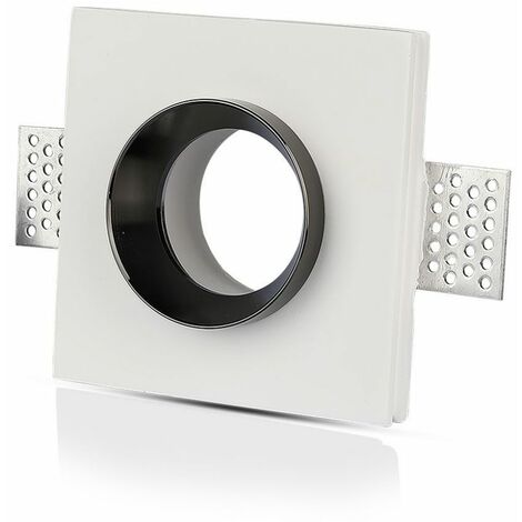V-TAC Quadratische LED-Einbaustrahlerfassung GU10 und GU5.3 (MR16) Gehäuse aus weißem Gips und verchromtem Metall