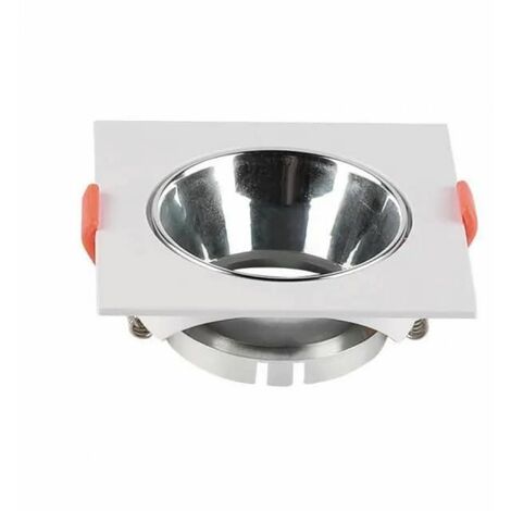 V-TAC Quadratische LED-Einbaustrahlerfassung GU10, weißer Körper, Chromreflektor