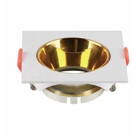 V-TAC Quadratische LED-Einbaustrahlerfassung GU10, weißer Körper, goldener Reflektor