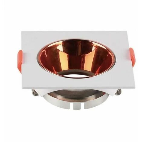 V-TAC Quadratische LED-Einbaustrahlerfassung GU10, weißer Körper, Roségold-Reflektor