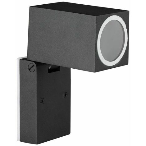 V-TAC Quadratischer LED-Wandstrahlerhalter GU10 (max. 35 W), verstellbar, Farbe Schwarz, IP44