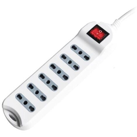 V-TAC Rallonge électrique multiprise 6 prises 10/16A norme italienne avec interrupteur on/off - sku 8742