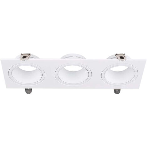 V-TAC Rechteckiger Dreifach-LED-Einbaustrahlerhalter 3GU10 aus Polycarbonat und Eisen