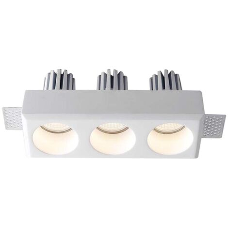 V-TAC Rechteckiger Dreifach-LED-Einbaustrahlerhalter 3GU10 Weißer Gipskörper