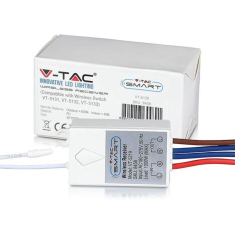 V-TAC Ricevitore Wireless per Interruttori Senza Fili Fino a 500mt