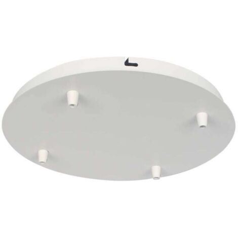 V-TAC Rosone per Lampadario in Acciaio d:300h:25mm con 4 Fori Colore Bianco Opaco