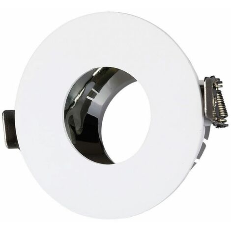 V-TAC Runder GU10 LED-Einbaustrahlerhalter in Weiß mit Chrominnenseite