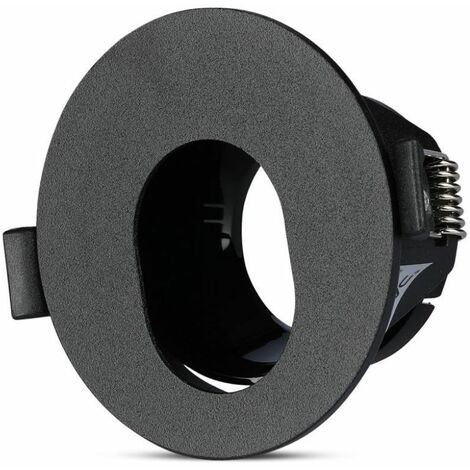V-TAC Runder GU10 LED Einbaustrahlerhalter Schwarz mit schwarzer Innenseite