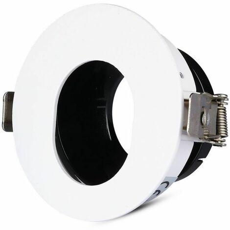 V-TAC Runder, verstellbarer GU10-LED-Einbaustrahlerhalter mit ovalem Loch, Farbe Weiß mit schwarzer Innenseite
