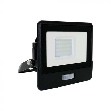 Spot LED noir V-TAC VT-411 10W avec panneau solaire et télécommande  Projecteur avec détecteur de mouvement 4000K - 10314