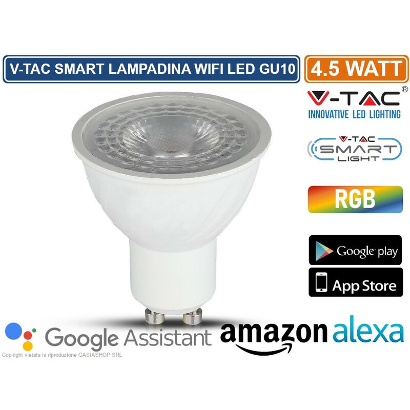 Image of V-tac - smart VT-5174 lampadina led wi-fi GU10 4,5W faretto spotlight 110° changing color 3IN1 dimmerabile - sku 2750