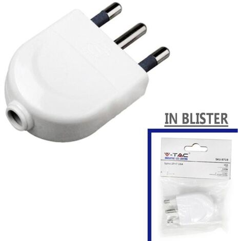 V-TAC SPINA SINGOLA 16A CON USCITA CAVO DRITTA COLORE BIANCO - SKU 8718