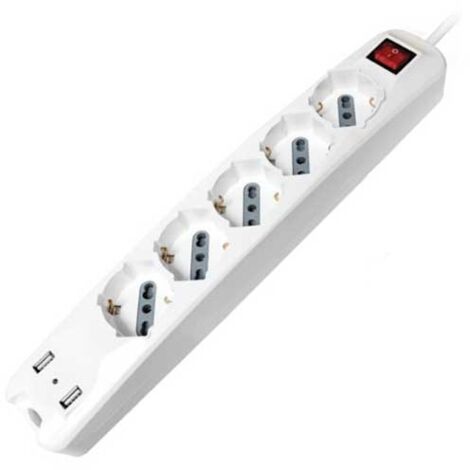 V-TAC Steckdosenleiste 5x10/16A 2P+E 2xUSB-A Schalter 1,5m 16A Stecker