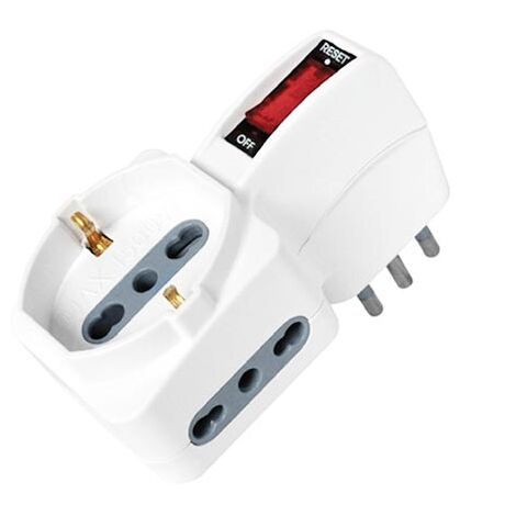 V-TAC Steckdosenleiste Adapter 2 Steckdosen 10/16A Bypass 1 Schuko Überlast 1500W 10A Stecker