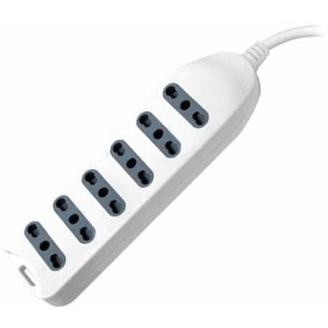 V-TAC Steckdosenleiste mit 1,5 m Kabel, 6 Steckdosen, 10/16 A, 2P+T, Zwei-Pass, mit Wandanschluss, mit 16 A, 2P+T-Stecker, Farbe Weiß