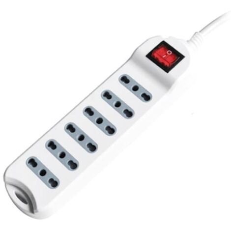 V-TAC Steckdosenleiste mit 1,5 m Kabel, 6 Steckdosen, 10/16 A, 2P+T, Zweiwege, mit beleuchtetem Schalter und 16 A, 2P+T-Stecker, Farbe Weiß