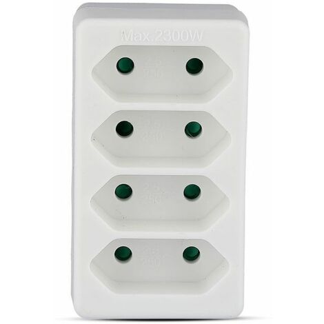 V-TAC Steckdosenleistenadapter mit 4 Frontsteckdosen 2,5 A und Schukostecker, Farbe Weiß