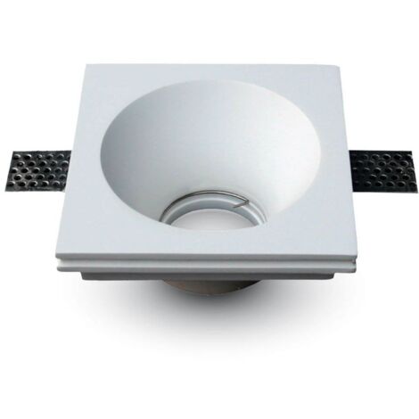 V-Tac – Support de spot encastré LED carré – Compatible GU10 et GU5.3 – Corps en plâtre blanc – Dimensions 132x132x74 mm – Installation précise