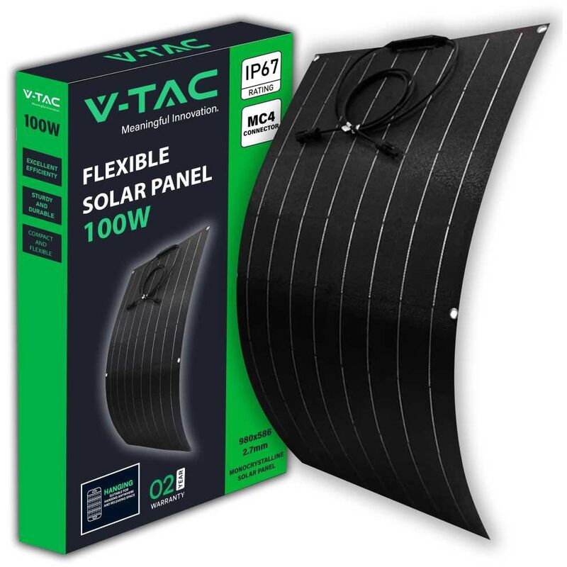 VT-10100 Panneau solaire photovoltaïque flexible 100W pour camping-cars - module repliable pour centrale électrique - V-tac