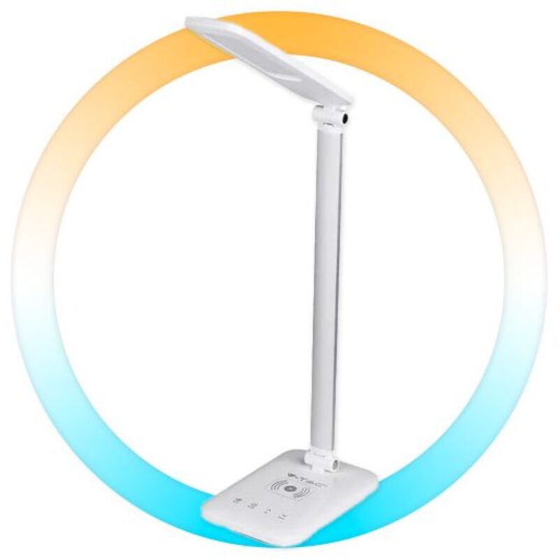 Lampe de Bureau led avec Chargeur Sans fil de téléphone 7W Variable 3000-6000K Blanc V-tac VT-1027 - 120° - Variable 3000-6000K