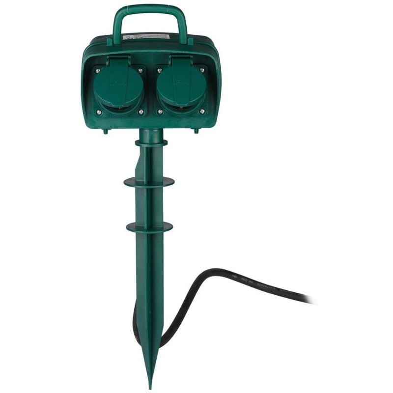 Adaptateurs et prises - 4 voies - Prises de courant pour jardin - IP44 - Vert - fil de 3m