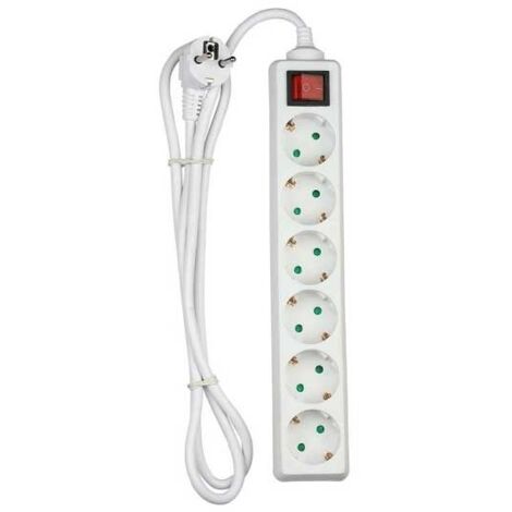V-TAC VT-1116 Multipresa ciabatta 6 posti EU standard 16A cavo 1,5mt interruttore luminoso - sku 8769