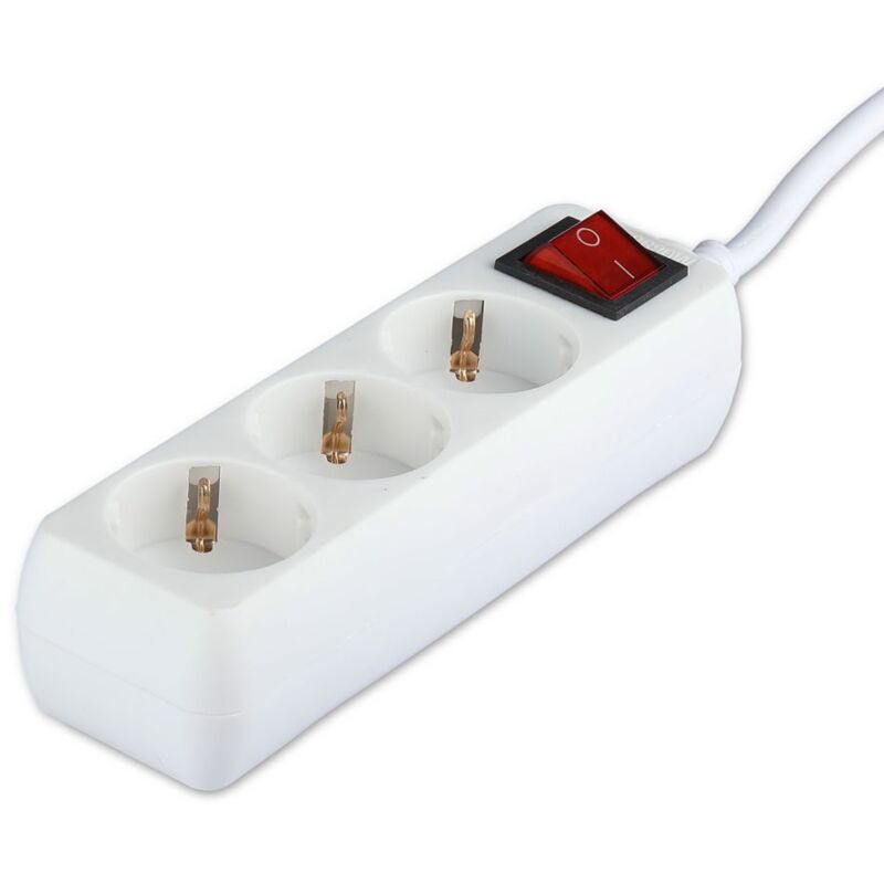 Adaptateurs et prises - 3 voies - Interrupteur - Prise d'extension - IP20 - Blanc - 5m Wire