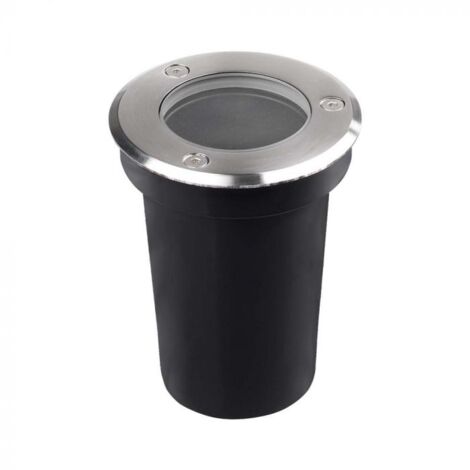 V-TAC VT-1127 Lampe de balisage cylindrique encastrable avec support de lampe de balisage souterrain, ronde couleur noir et acier GU10 IP67 - SKU 10374