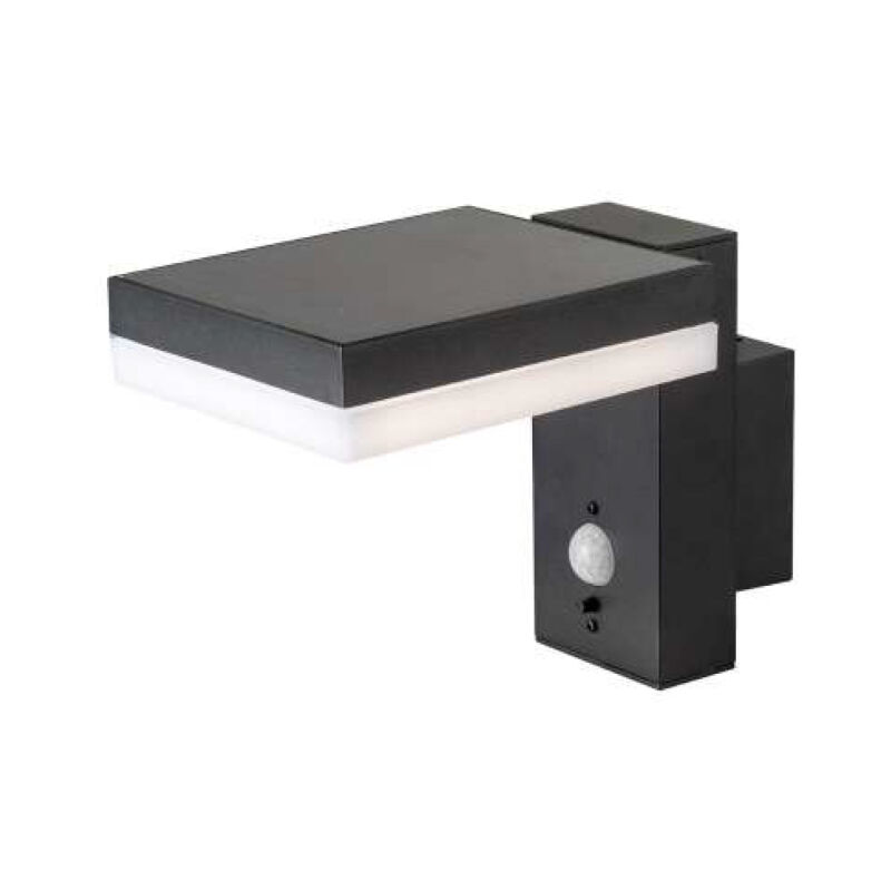 Applique led rectangulaire 5,5W avec panneau solaire et capteur pir Corps noir 3000K IP44