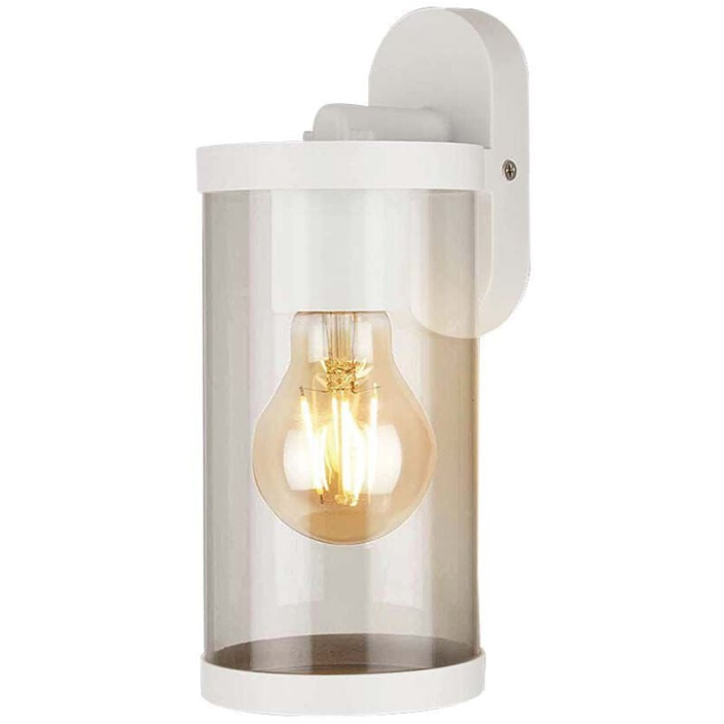 Lampe de jardin led cylindrique avec douille E27 Corps blanc Couvercle transparent d : 93116234mm IP44