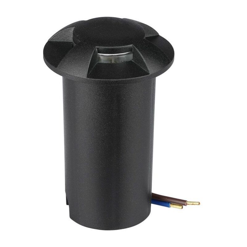 V-tac - VT-1171 Spot encastrable led pour balisage 12V 1W 4 faisceaux blanc chaud 3000K rond en aluminium noir IP67 - sku 211470