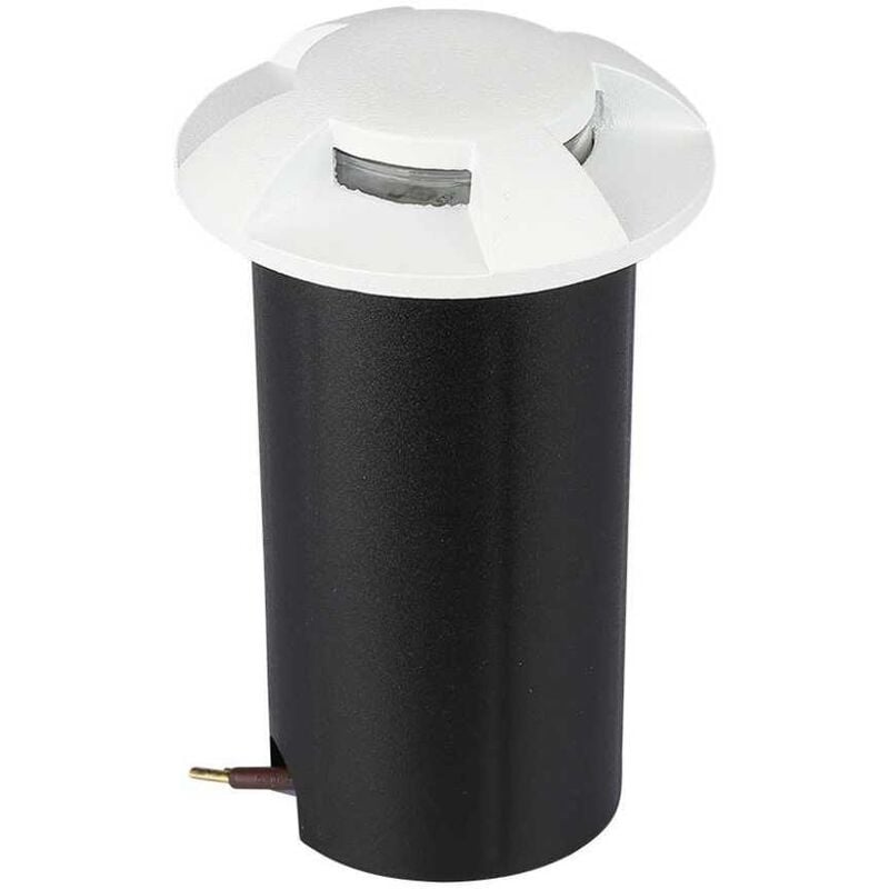 V-TAC VT-1171 Spot piétinable led 1W enterré 4 faisceaux blanc chaud 3000K rond blanc aluminium IP67 - sku 211469