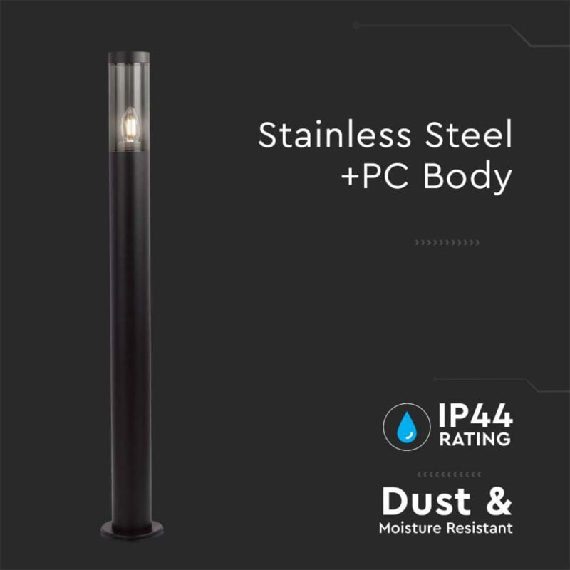 Borne lumineuse d'extérieur - Raccords muraux E27 - IP44 - Corps noir