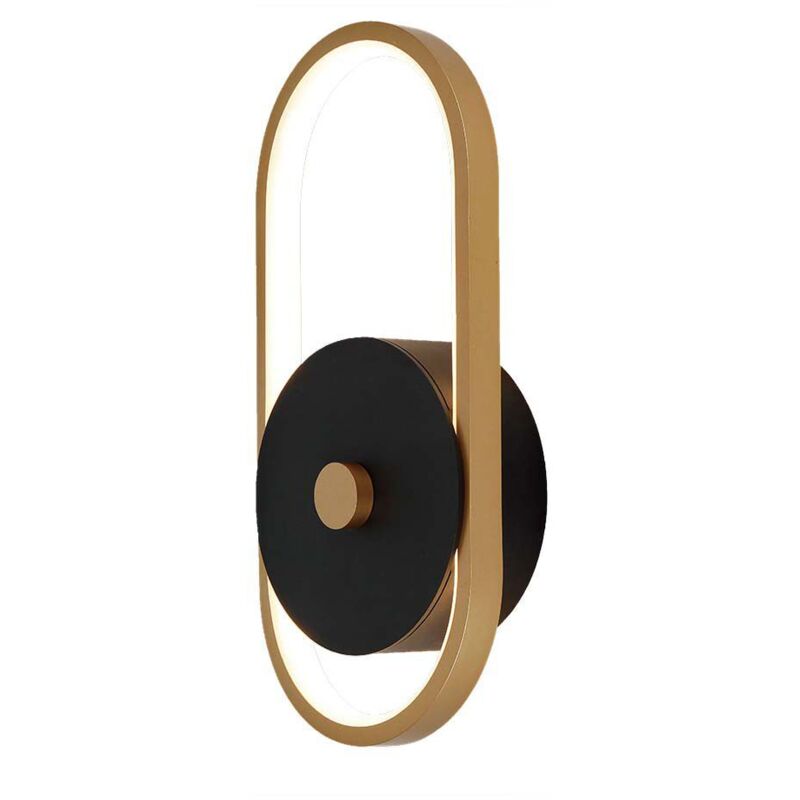 Applique moderne led - IP54 - Corps noir + laiton antique - 15W- 1650 Lumens - 4000K