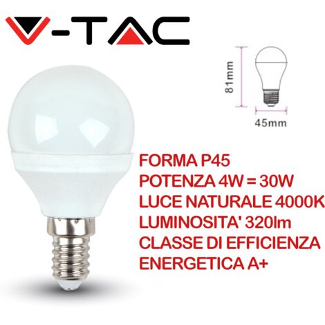 V-TAC VT-1819 Lampadina LED E14 4W P45 Bianco naturale - 4000K