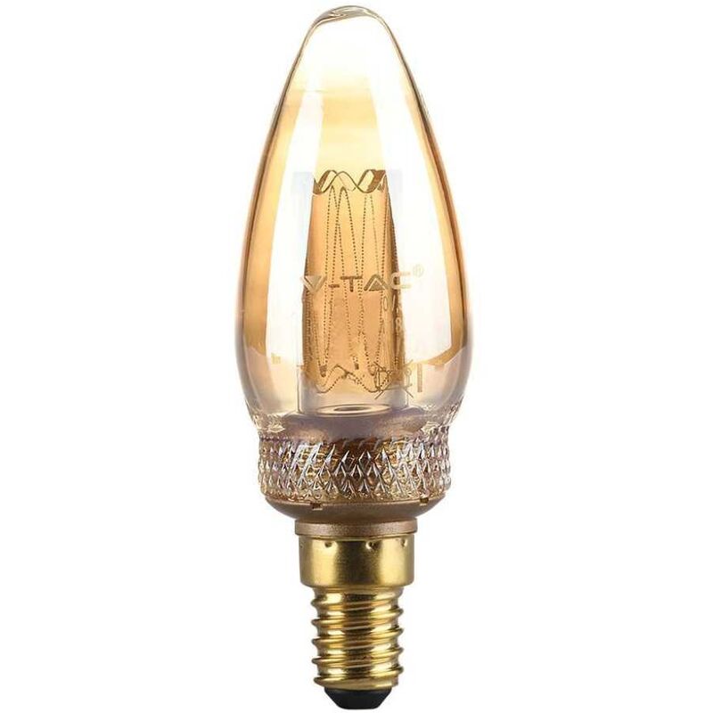 V-tac - Ampoule led E14 2W Filament de Bougie Ambre Art 1800K