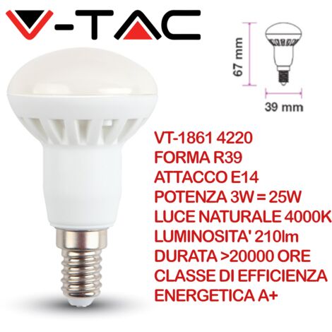 V-TAC LAMPADA LED E14 BULBO MINI GLOBO 4W=30W LUCE CALDA-NATURALE-FREDDA  SKU 4123-4174-4124 NATURALE