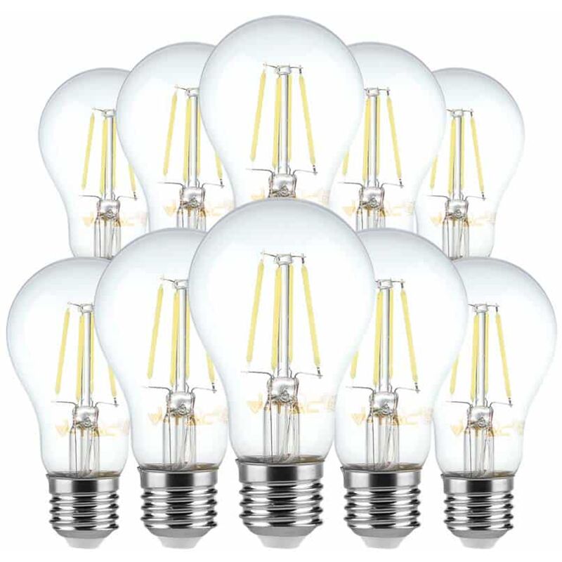 Ampoule led transparente - Filament - A60 - Support E27 - IP20 - 6W - 600 Lumens - 3000K - 10 Pcs/Pack