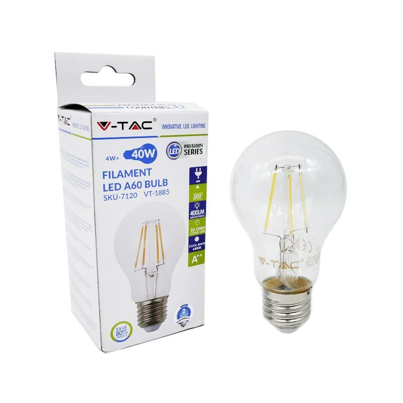 Image of Lampadina led - 4W filament E27 A60 bianco naturale 4000K - Luce naturale