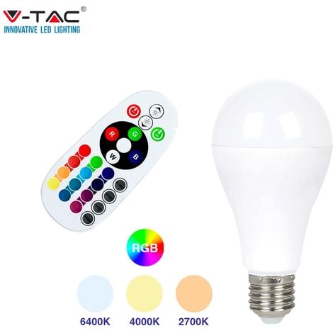 V-TAC Lampadina LED E27 8.5W A60 RF Controller con Telecomando 24