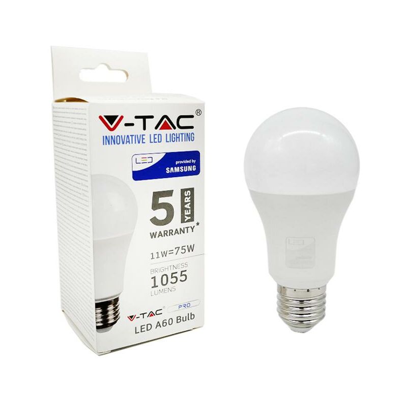 Led lampadina - samsung chip 11W E27 A60 plastica 4000K - Luce naturale