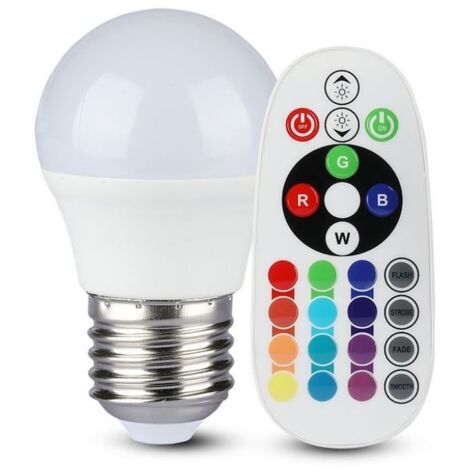 V-TAC VT-2224 2772 Lampadina LED E27 3,5W G45 con Telecomando RGB RGB - 3000K
