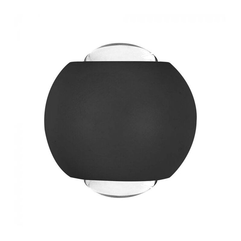 Image of VT-2502 Lampada applique led 2W da parete sferica doppio fascio luminoso 3000K colore nero IP54 - sku 10584 - V-tac