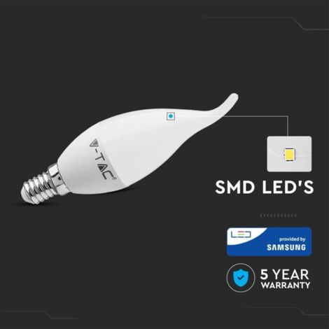 V-Tac VT-258 Ampoule LED chip samsung 5,5W E14 bougie flame blanc froid 6400K - SKU 119