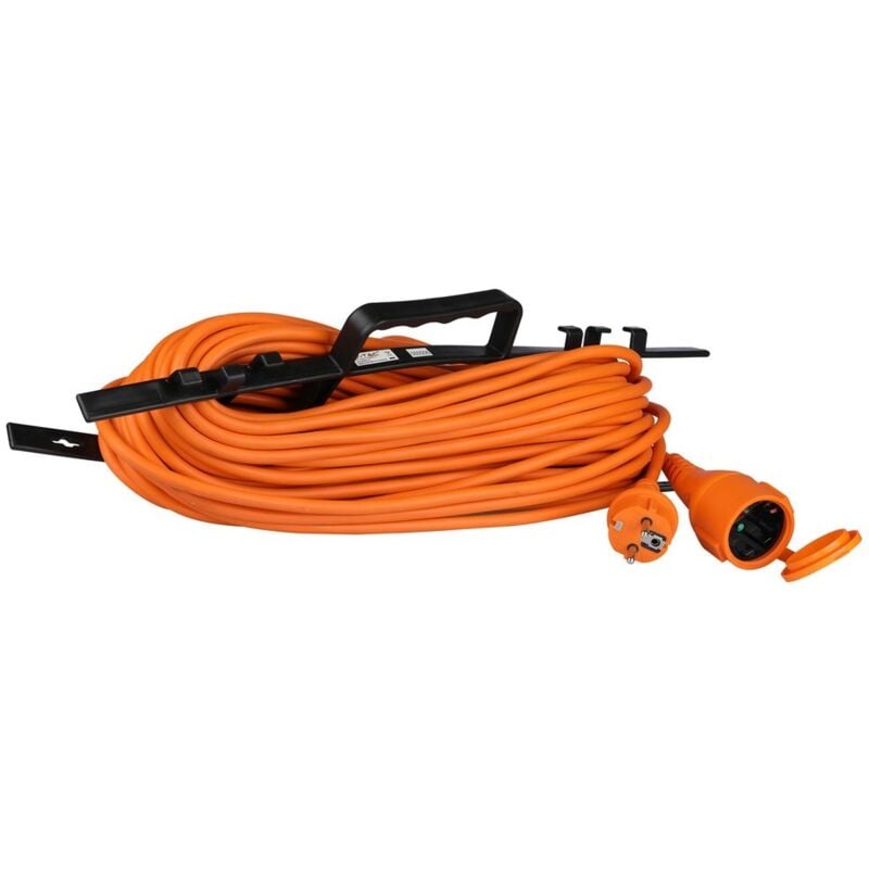 Câble de rallonge robuste - IP44 - Orange et noir - 30m de câble